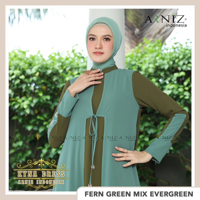 KYNA DRESS - FERN GREEN MIX EVERGREEN