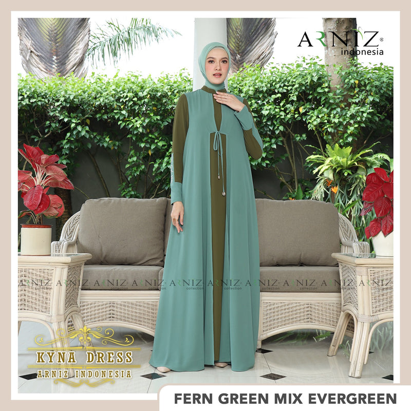 KYNA DRESS - FERN GREEN MIX EVERGREEN