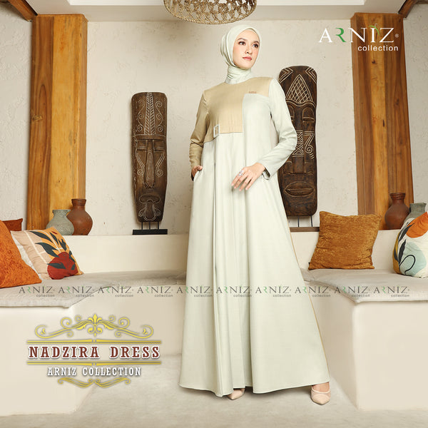 NADZIRA DRESS - TUSCAN OLIVE MIX LIGHT SAGE